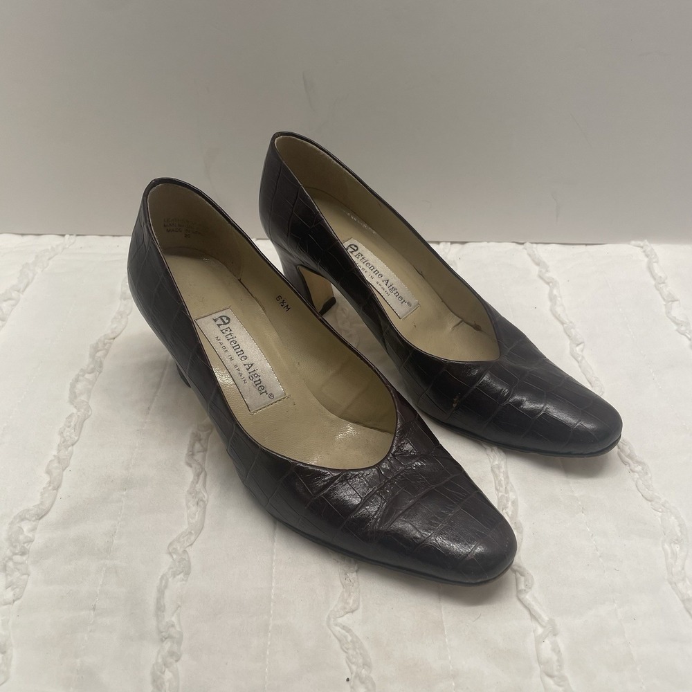 Etienne Aigner Women's Brown Leather Dress Shoes Heels 2"‎ Size 6.5